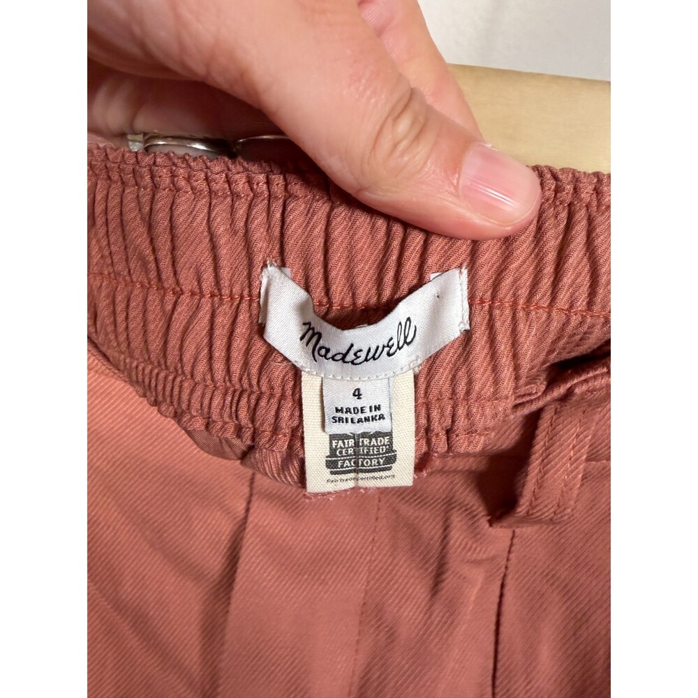 Madewell The Neale Short Size 4 Drapeweave Elastic Pleated Salmon Pink - Picture 4 of 9